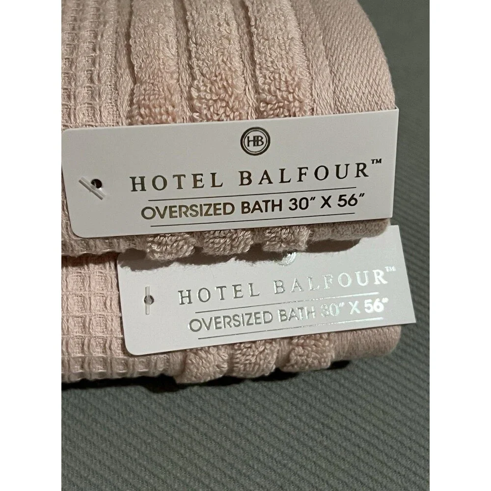 Hotel Balfour Bath Towel Set Pink Waffle Wave Textured Cotton 9 Piece Set NEW